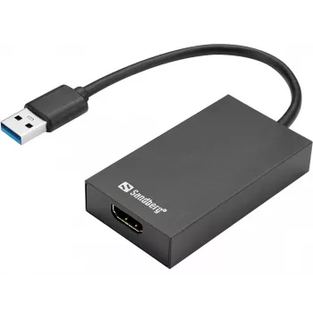 Sandberg USB 3.0 uz HDMI pārveidotājs melns pasīvais video pārveidotājs
