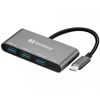 USB-C uz 3xUSB 3.0 centrmezgls + PD Sandberg 136-03
