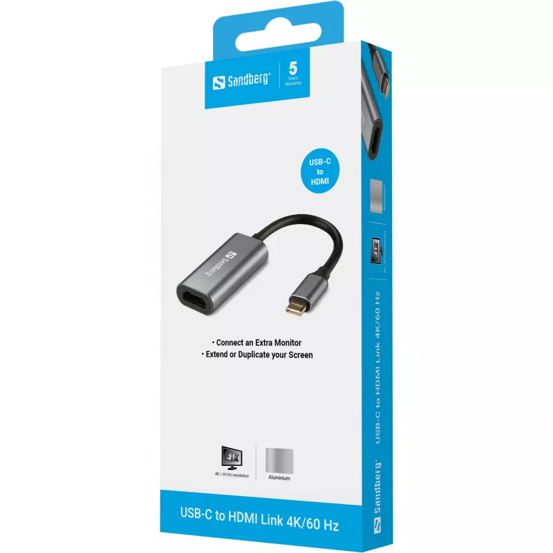 USB-C uz HDMI saite 4K/60 Hz Sandberg 136-12