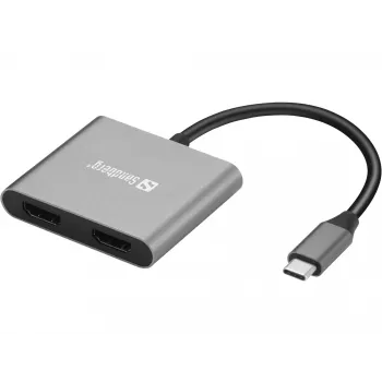 Sandberg USB-C dokstacija 2xHDMI+USB+PD Maksimālā izšķirtspēja 3840x2160