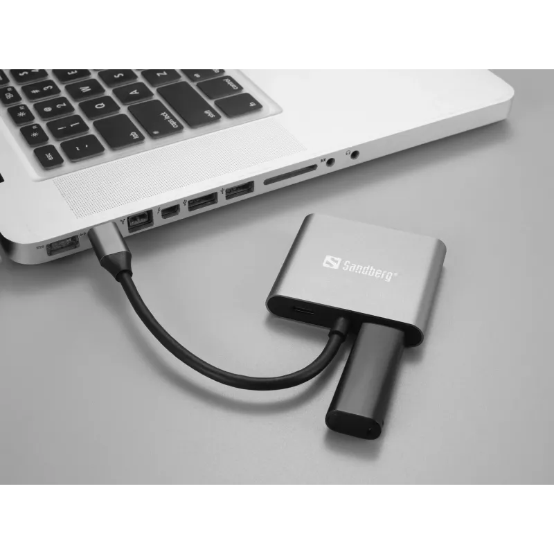 Sandberg USB-C dokstacija 2xHDMI+USB+PD Maksimālā izšķirtspēja 3840x2160