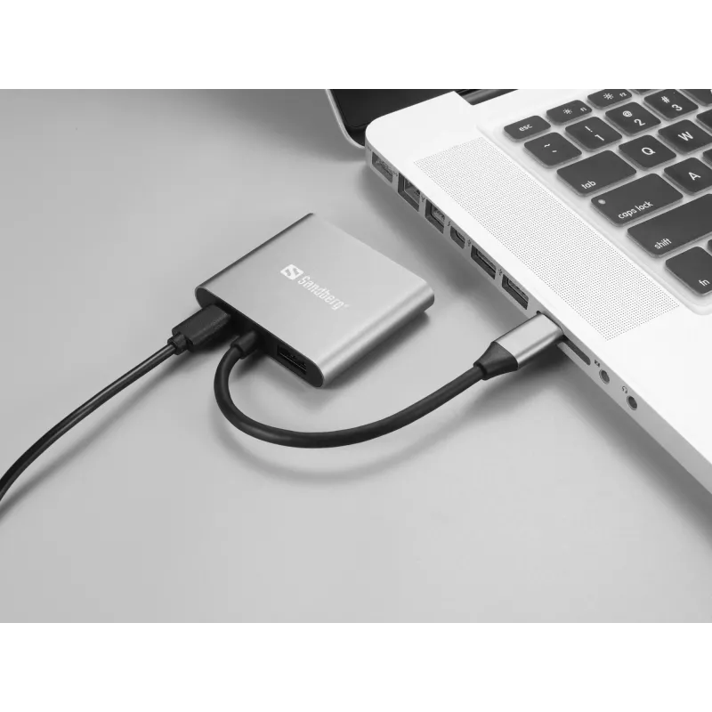 Sandberg USB-C dokstacija 2xHDMI+USB+PD Maksimālā izšķirtspēja 3840x2160