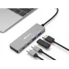 Sandberg USB-C uz 2xUSB-A + 2xUSB-C centrmezgls, pelēks, alumīnijs