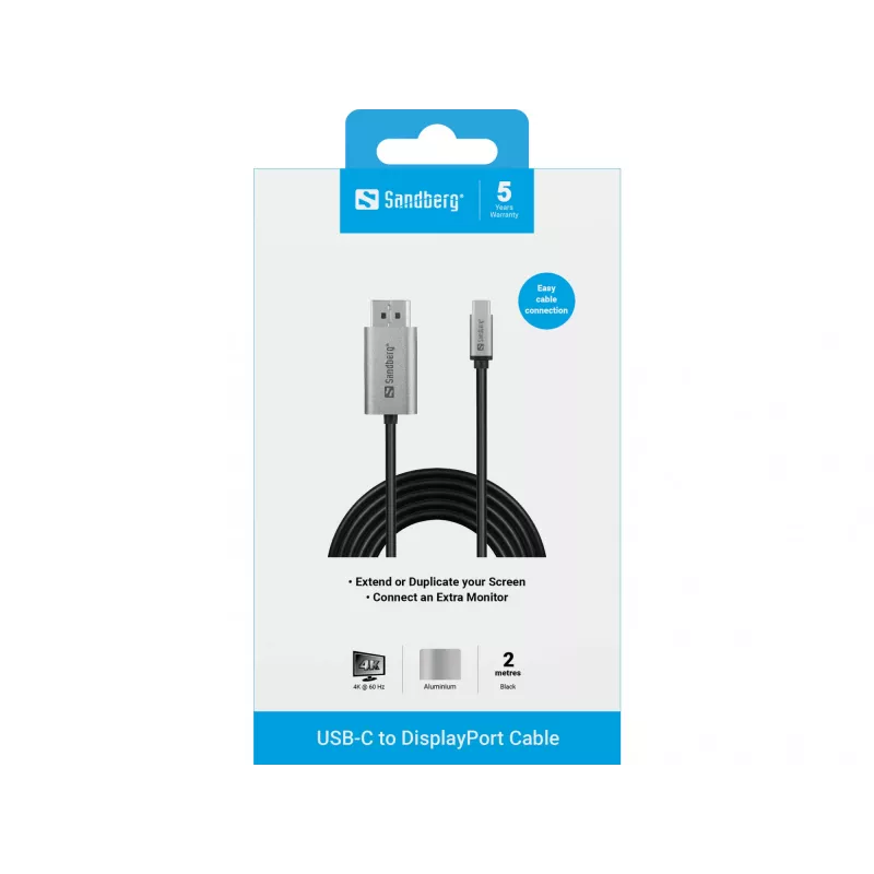 Sandberg USB-C uz DisplayPort kabelis 2M USB Type-C DisplayPort 2m