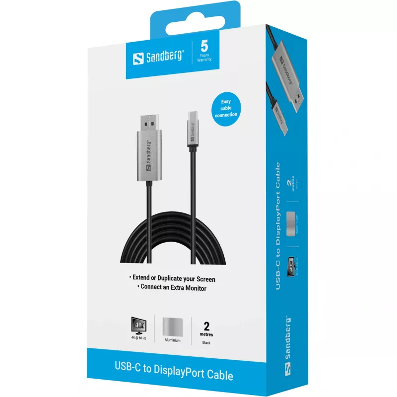 Sandberg USB-C uz DisplayPort kabelis 2M USB Type-C DisplayPort 2m
