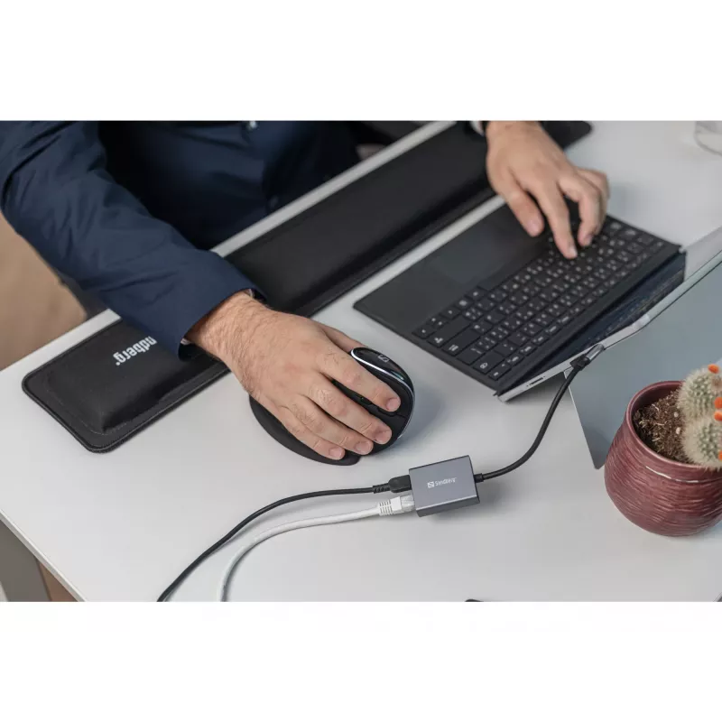 Sandberg USB-C Gigabit Adapter PD100W USB Type-C RJ-45 1 Gbit/s Pelēks
