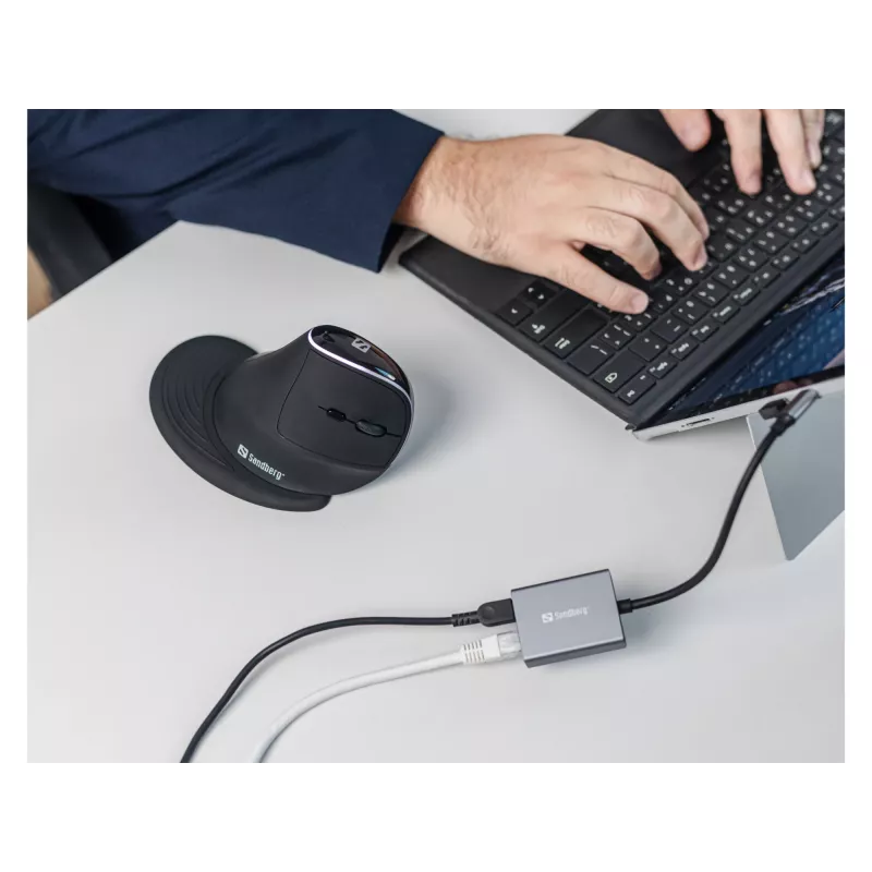 Sandberg USB-C Gigabit Adapter PD100W USB Type-C RJ-45 1 Gbit/s Pelēks