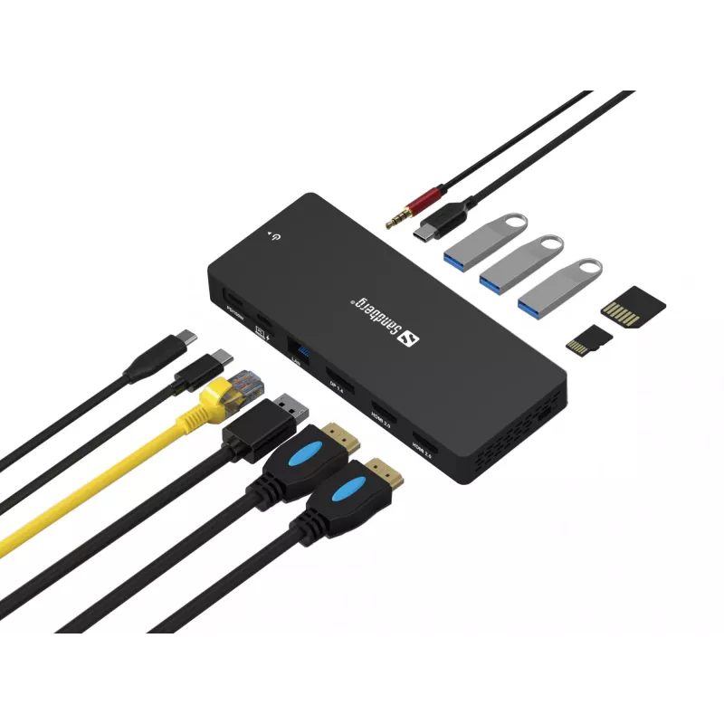 Sandberg USB-C 13in1 DockingStation Pro vadu USB 3.2 Gen 1 Type-C