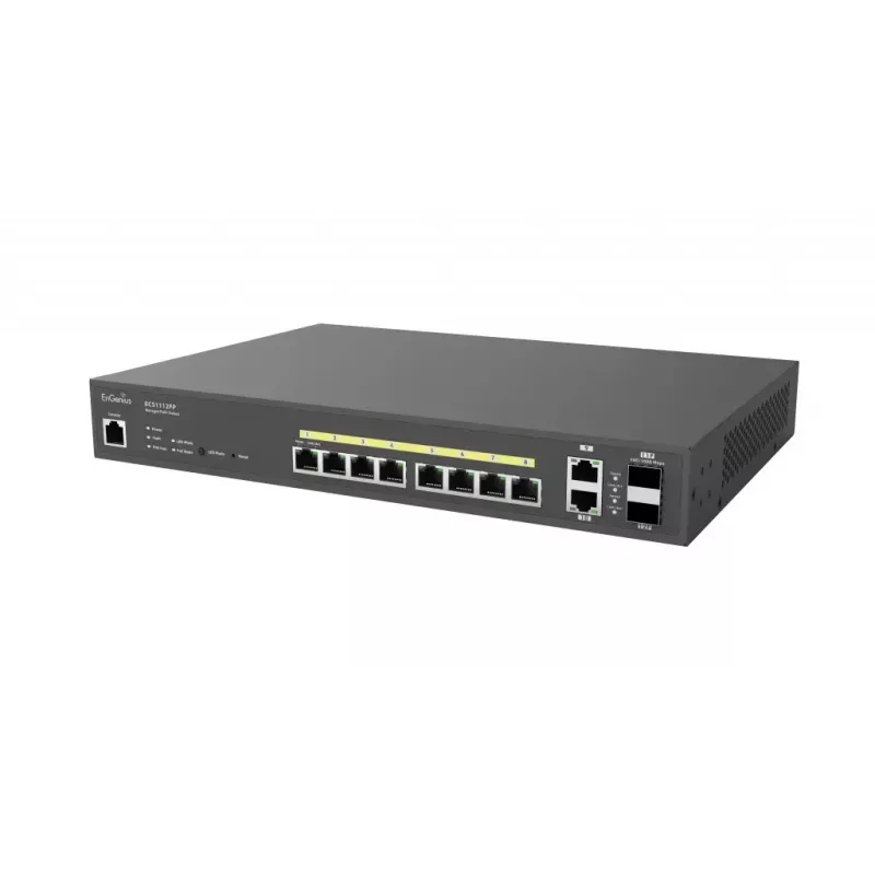 EnGenius mākoņpārvaldīts slēdzis 8 portu GbE PoE.af/at(+) 130W 2xGbE 2xSFP L2+ 13i