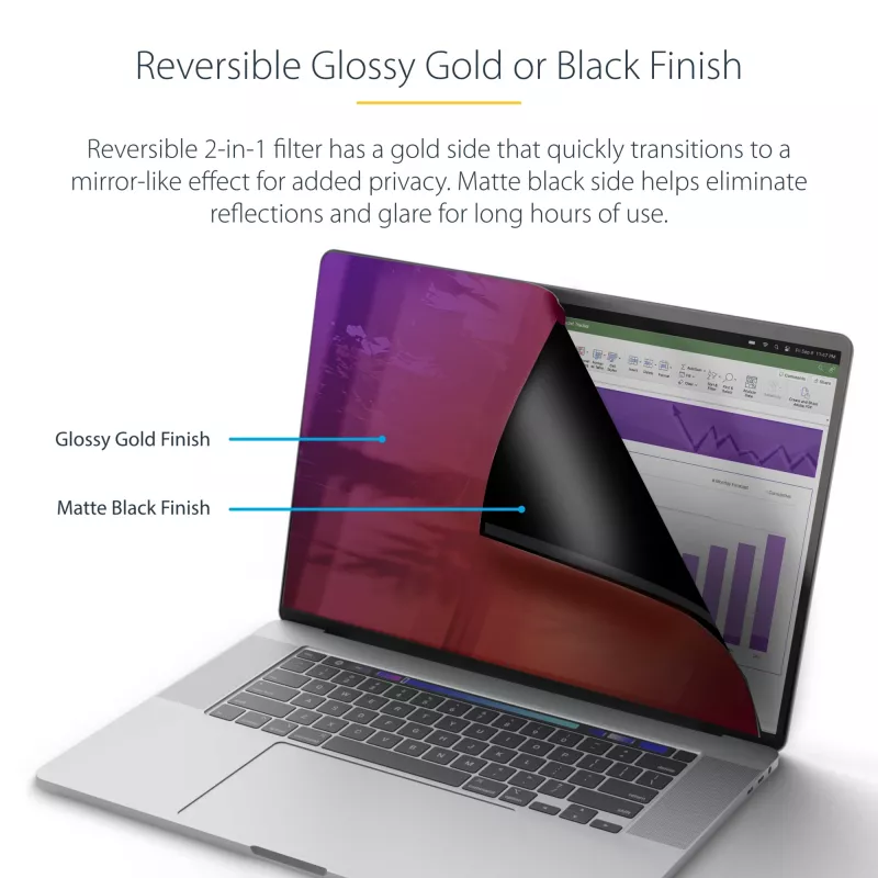 StarTech.com 16 collu MacBook Pro 21/23 privātuma ekrāns, zelta filtrs ar uzlabotu privātumu, datora drošības vairogs, abpusējs ekrāna aizsargs, +/- 30°