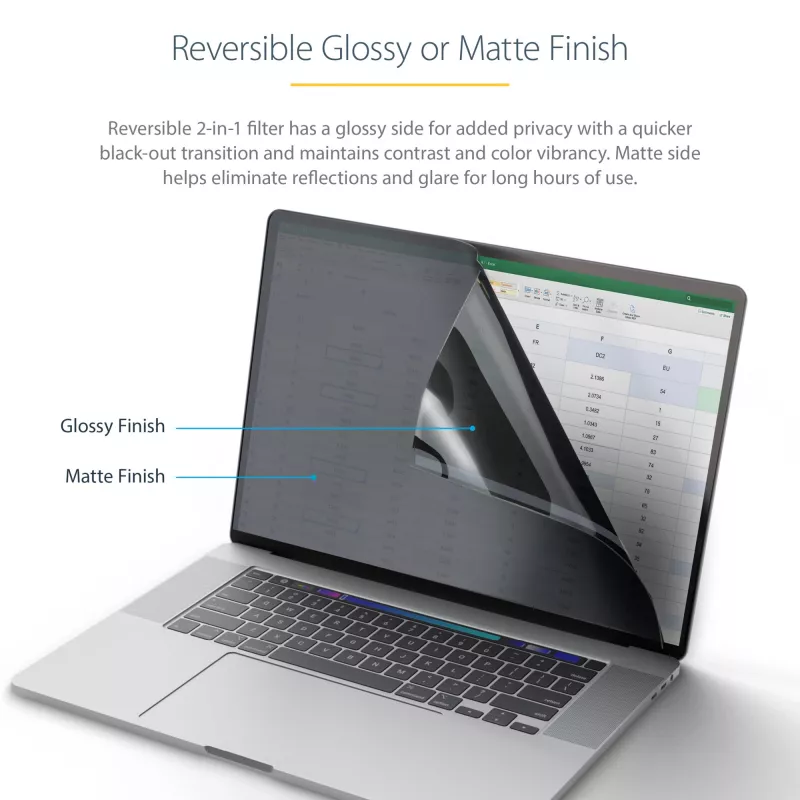 StarTech.com 16 collu MacBook Pro 21/23 portatīvā datora privātuma ekrāns, pretatspīduma privātuma filtrs ar 51% zilās gaismas samazinājumu, monitora ekrāna aizsargs ar +/- 30° skata leņķi, apgriežams matēts/spīdīgs puses