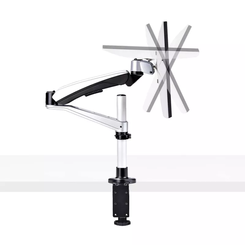 StarTech.com Monitora galda stiprinājums 27 inch 16:9 vai 30 inch 21:9 īpaši platleņķa ekrāniem, VESA 75x75/100x100, bezinstrumentu sviras regulēšana, C-skava/caurules stiprinājums, atsperes palīgmehānisma svira