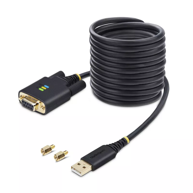 StarTech.com 3m USB uz Null Modem seriālo adaptera kabelis, maināmi DB9 skrūves/uzgriežņi, COM saglabāšana, USB-A uz RS232, FTDI, 4. līmeņa ESD aizsardzība, Windows/macOS/ChromeOS/Linux - izturīga TPE konstrukcija