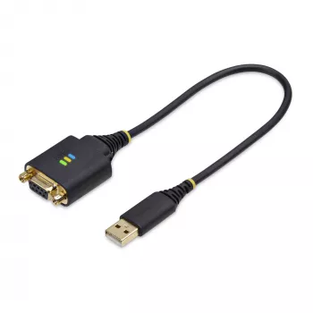 StarTech.com 1 pēda (30 cm) USB uz Null Modem seriālo adaptera kabelis, COM saglabāšana, FTDI, USB-A uz DB9 RS232, maināmi DB9 uzgriežņi/skrūves, Windows/macOS/Linux