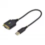 StarTech.com 1 pēda (30 cm) USB uz Null Modem seriālo adaptera kabelis, COM saglabāšana, FTDI, USB-A uz DB9 RS232, maināmi DB9 uzgriežņi/skrūves, Windows/macOS/Linux