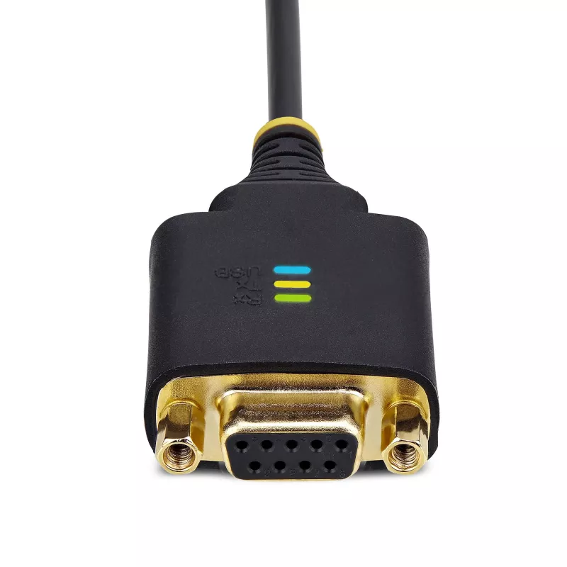 StarTech.com 1 pēda (30 cm) USB uz Null Modem seriālo adaptera kabelis, COM saglabāšana, FTDI, USB-A uz DB9 RS232, maināmi DB9 uzgriežņi/skrūves, Windows/macOS/Linux