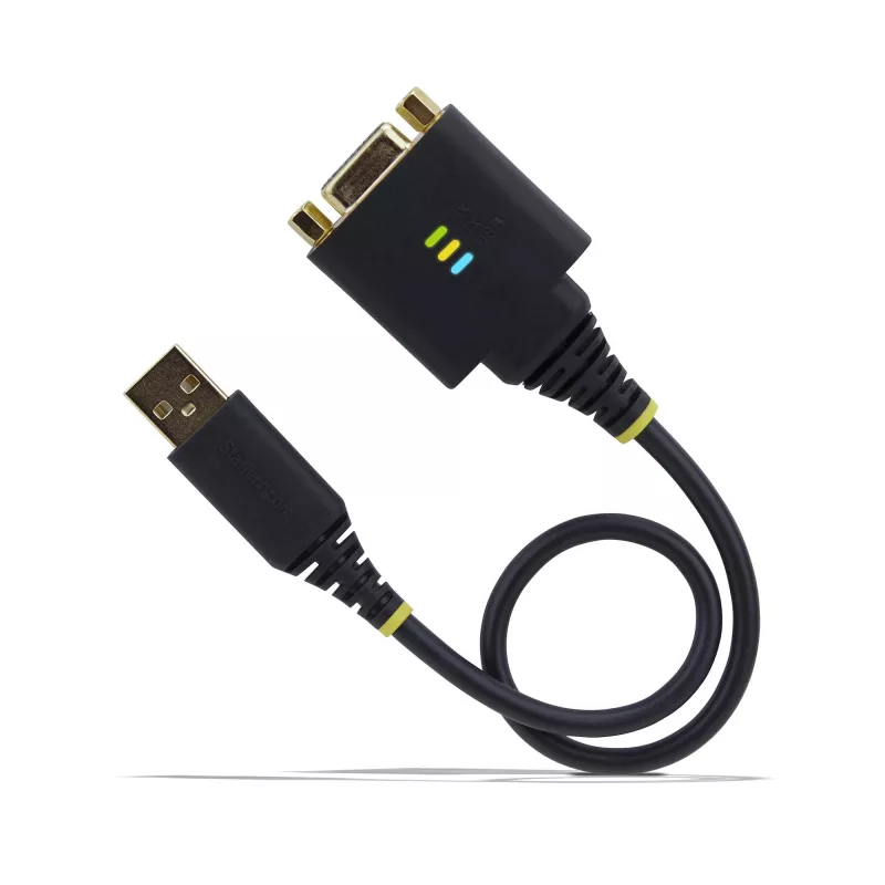 StarTech.com 1 pēda (30 cm) USB uz Null Modem seriālo adaptera kabelis, COM saglabāšana, FTDI, USB-A uz DB9 RS232, maināmi DB9 uzgriežņi/skrūves, Windows/macOS/Linux