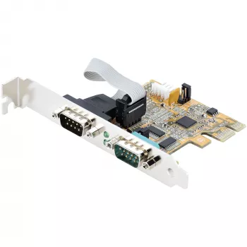 StarTech.com 2 portu PCI Express seriālā karte, divportu PCIe uz RS232 (DB9) seriālā karte, 16C1050 UART, standarta vai zema profila kronšteini, COM saglabāšana, operētājsistēmai Windows un Linux