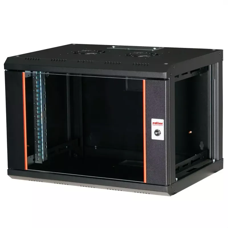 ROLINE 19 collu pie sienas stiprināms statīvs Pro 7U, 600x450 mm PxM, melns, atslēgas slēdzene, IP20