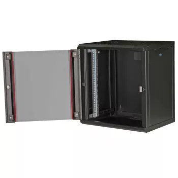 Pie sienas stiprināms 19 collu statīvs ROLINE Pro 12U, 600x450 mm, melns, atslēgas slēdzene, IP20