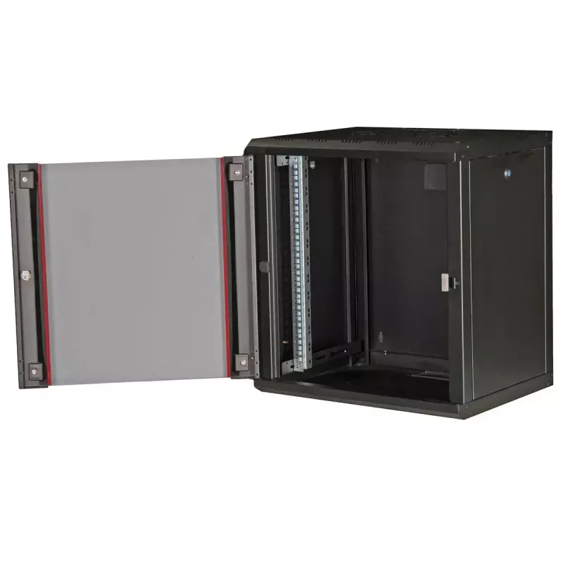 Pie sienas stiprināms 19 collu statīvs ROLINE Pro 12U, 600x450 mm, melns, atslēgas slēdzene, IP20