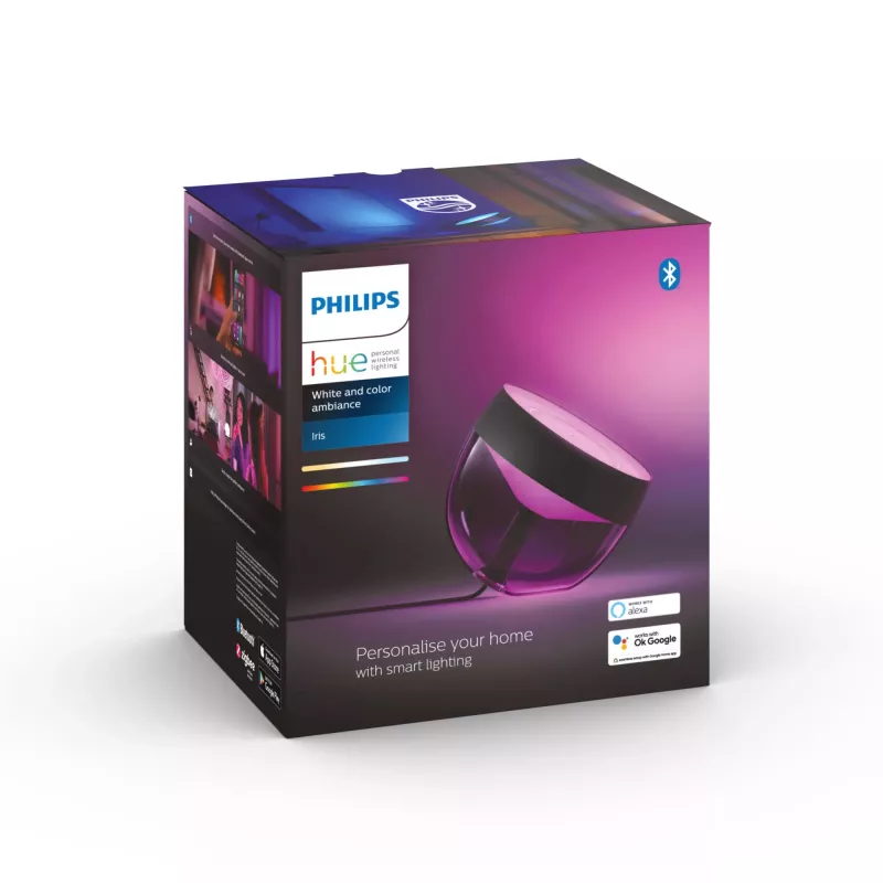 Philips Hue balta and colour ambience Iris galda lampa, Viedā galda lampa, Bluetooth/Zigbee, Melna, LED, Metāls, Sintētika, Nenomaināma(-s) spuldze(-s)