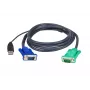 ATEN USB KVM kabelis 3m, 3 m, VGA, melns, HD-15, USB A, SPHD-15, vīriešu/vīriešu