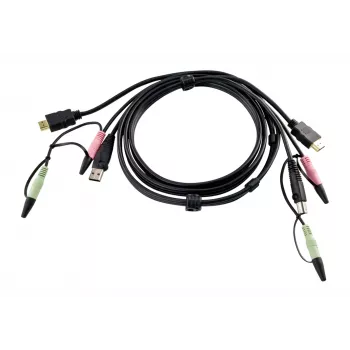 ATEN HDMI KVM kabelis 1,8 m, 1,8 m, HDMI, melns, HDMI, USB A, 2 x 3,5 mm, HDMI, USB B, 2 x 3,5 mm, vīrišķais
