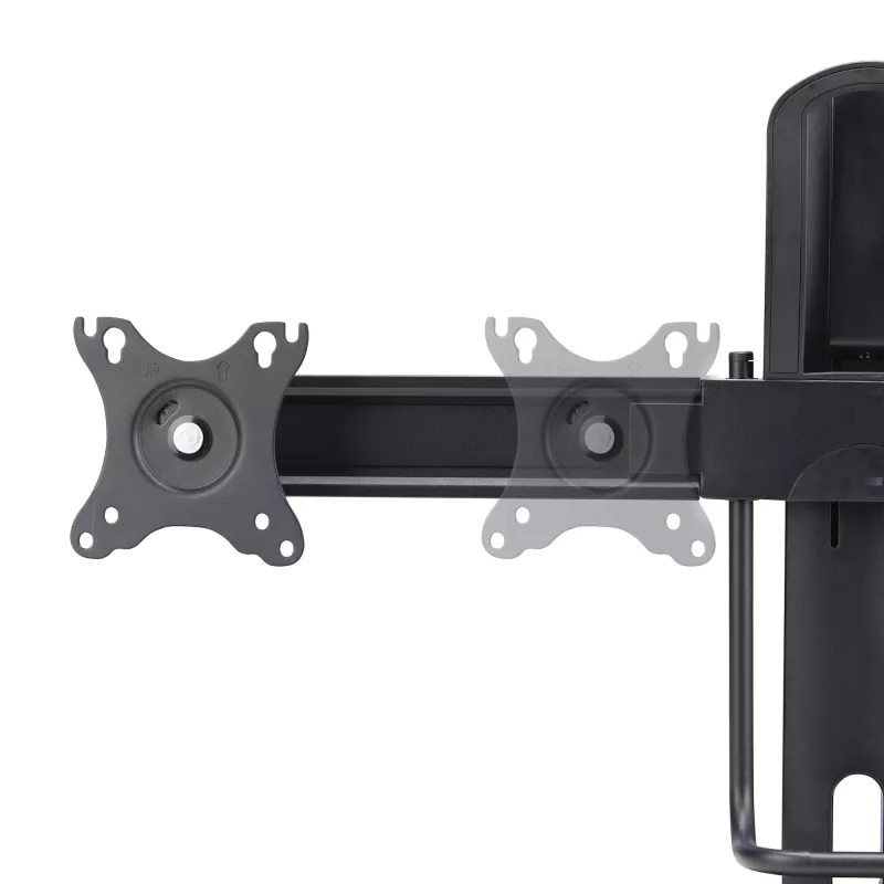 StarTech.com Crossbar dubultā monitoru galda statīvs diviem 27 collu ekrāniem, VESA stiprinājums 75x75/100x100, bezinstrumentu augstuma regulēšana, līdz 13,2 mārciņām (6 kg) uz displeju