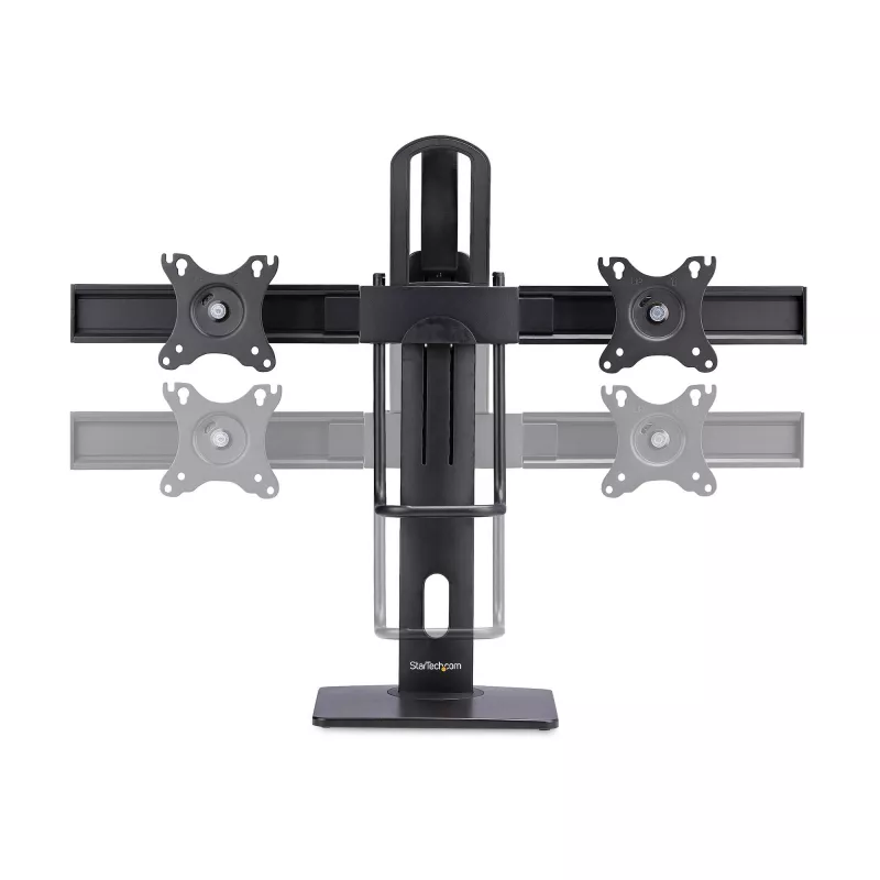 StarTech.com Crossbar dubultā monitoru galda statīvs diviem 27 collu ekrāniem, VESA stiprinājums 75x75/100x100, bezinstrumentu augstuma regulēšana, līdz 13,2 mārciņām (6 kg) uz displeju