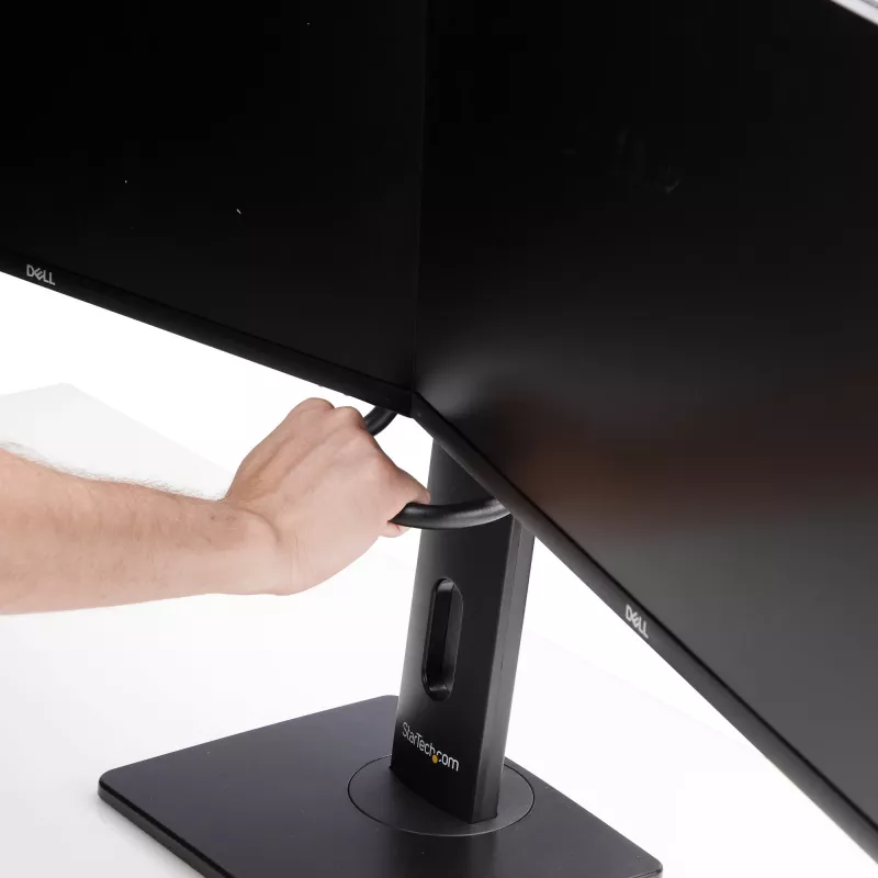 StarTech.com Crossbar dubultā monitoru galda statīvs diviem 27 collu ekrāniem, VESA stiprinājums 75x75/100x100, bezinstrumentu augstuma regulēšana, līdz 13,2 mārciņām (6 kg) uz displeju