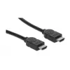 Manhattan HDMI kabelis, 1080p@60Hz (ātrdarbīgs), 10 m, vīrišķais–vīrišķais, melns, pilnībā ekranēts, zelta pārklājuma kontakti, mūža garantija