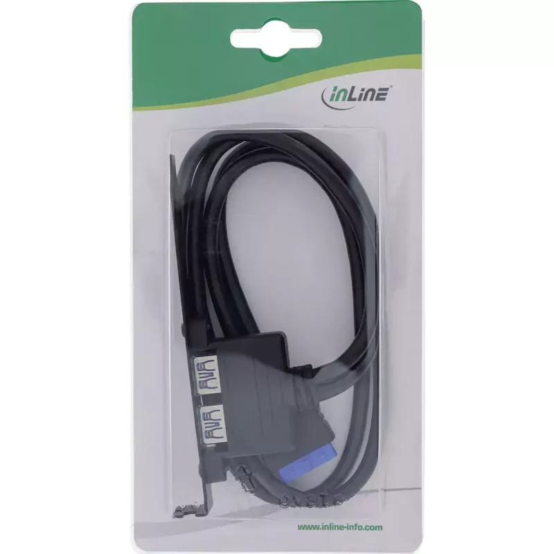 InLine spraugas kronšteins 2x USB 3.0 A sievišķā / iekšējais mātesplates spraudnis 0,5 m