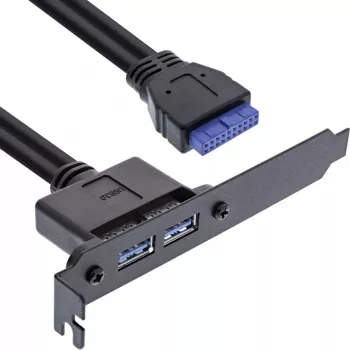 InLine spraugas kronšteins 2x USB 3.0 A sievišķā / iekšējais mātesplates spraudnis 0,5 m