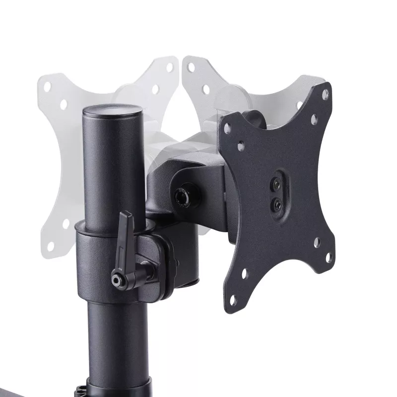 StarTech.com Trīskāršs monitoru galda stiprinājums līdz trim 27 collu ekrāniem, VESA 75x75/100x100, bezinstrumentu sviras regulēšana, C-skava/caurules stiprinājums, ar atsperēm aprīkotas sviras