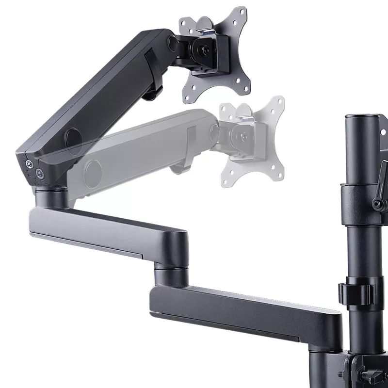 StarTech.com Trīskāršs monitoru galda stiprinājums līdz trim 27 collu ekrāniem, VESA 75x75/100x100, bezinstrumentu sviras regulēšana, C-skava/caurules stiprinājums, ar atsperēm aprīkotas sviras