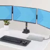 StarTech.com Trīskāršs monitoru galda stiprinājums līdz trim 27 collu ekrāniem, VESA 75x75/100x100, bezinstrumentu sviras regulēšana, C-skava/caurules stiprinājums, ar atsperēm aprīkotas sviras