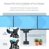 StarTech.com Trīskāršs monitoru galda stiprinājums līdz trim 27 collu ekrāniem, VESA 75x75/100x100, bezinstrumentu sviras regulēšana, C-skava/caurules stiprinājums, ar atsperēm aprīkotas sviras