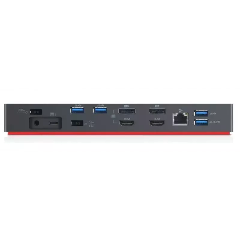 Lenovo 40AN0135EU klēpjdatora dokstacija/portu replikators Vadu Thunderbolt 3 Melns, Sarkans