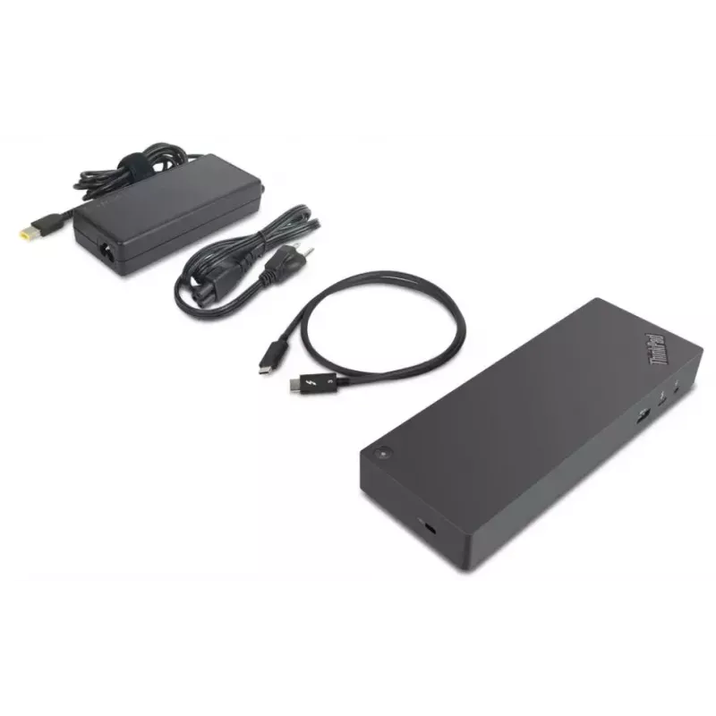 Lenovo 40AN0135EU klēpjdatora dokstacija/portu replikators Vadu Thunderbolt 3 Melns, Sarkans