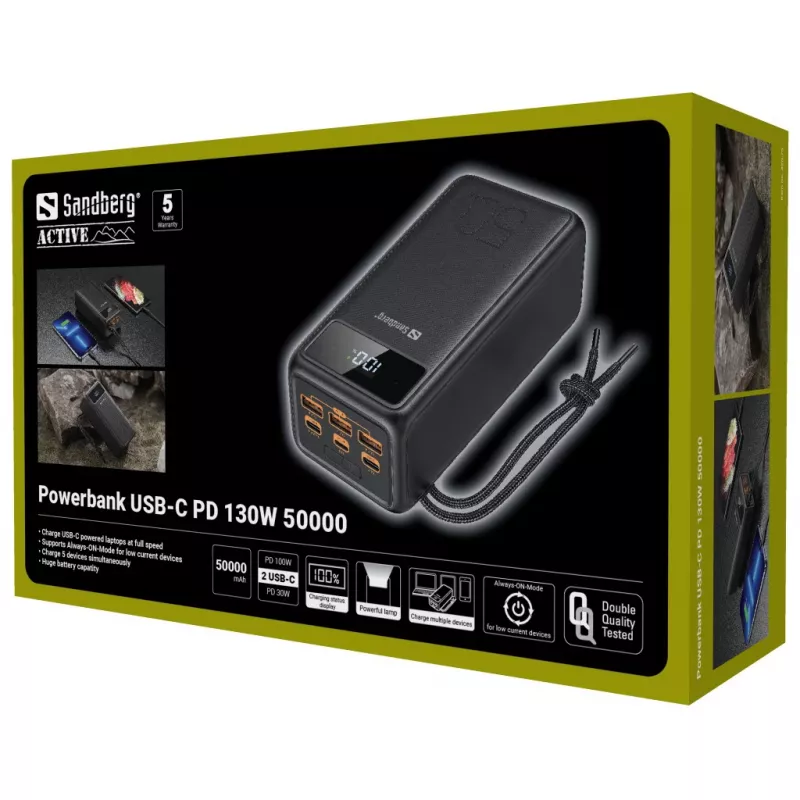 Portable Power Bank Sandberg USB-C PD 130W 50000mAh