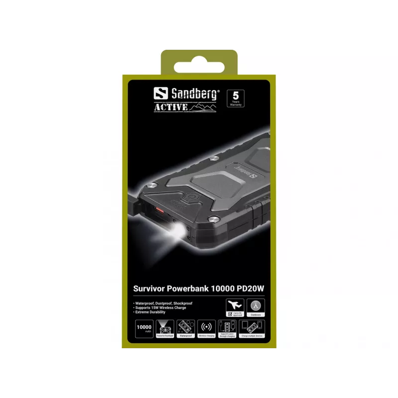Pārnēsājams ārējais akumulators Sandberg Survivor 10000 PD20W, 10000 mAh