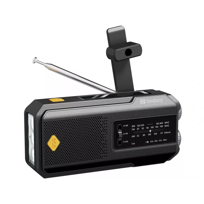 Sandberg Survivor Radio All-in-1 2000, portatīvs, AM, FM, 87–180 MHz, 520–1710 kHz, 3 W, analogais