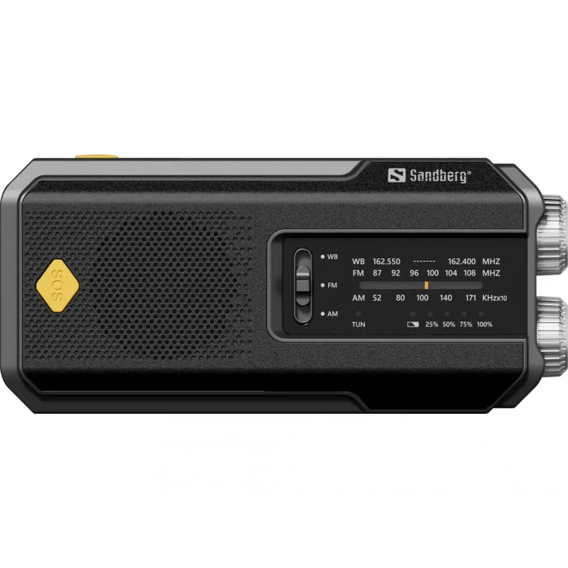 Sandberg Survivor Radio All-in-1 2000, portatīvs, AM, FM, 87–180 MHz, 520–1710 kHz, 3 W, analogais