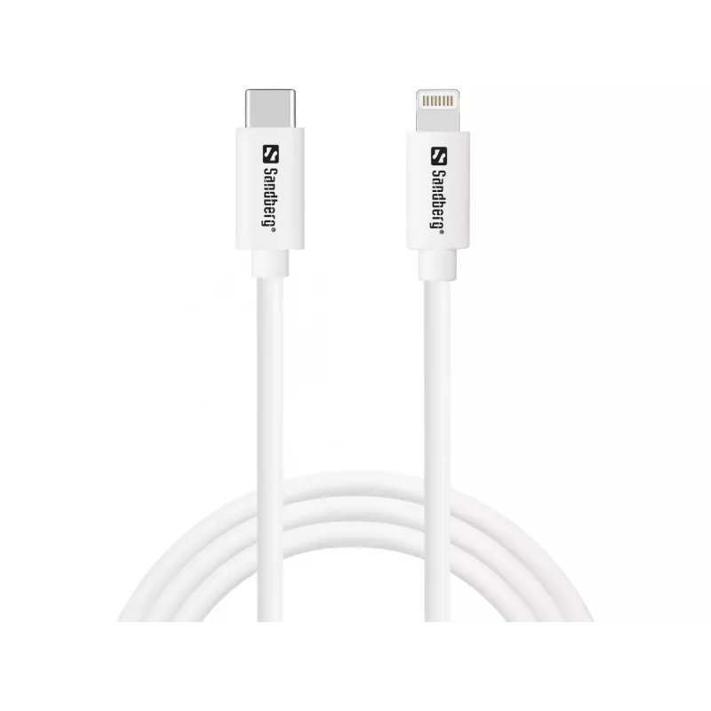 Maiņstrāvas lādētājs Sandberg 20W USB-C +Lightning 1M ātrā uzlāde, balts