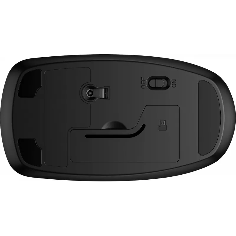 HP 235 plāns bezvadu pele, piemērota abām rokām, optiskā, RF bezvadu, 1600 DPI, melna