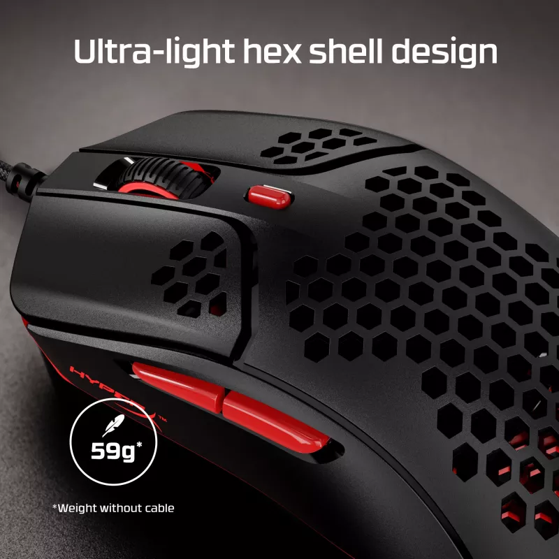 HyperX Pulsefire Haste - Spēļu pele (melna-sarkana)