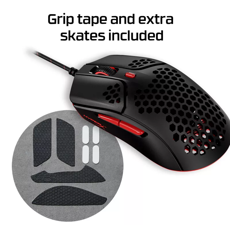 HyperX Pulsefire Haste - Spēļu pele (melna-sarkana)