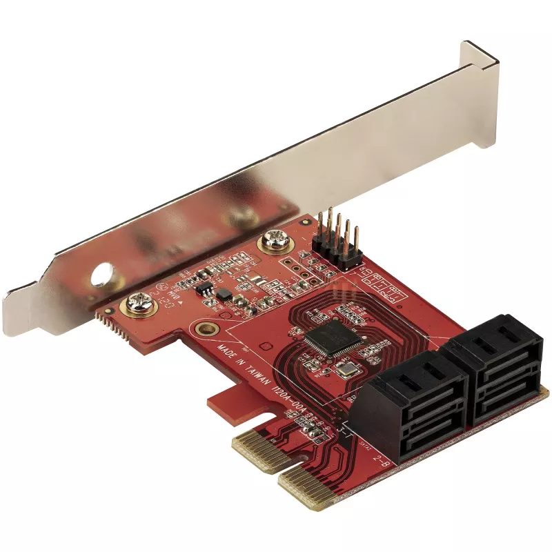 StarTech.com SATA PCIe karte - 4-portu PCIe SATA paplašināšanas karte - 6Gbps - zema profila kronšteins - novietoti viens virs otra SATA savienotāji - ASM1164 bez RAID - PCI Express uz SATA pārveidotājs