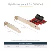StarTech.com SATA PCIe karte - 4-portu PCIe SATA paplašināšanas karte - 6Gbps - zema profila kronšteins - novietoti viens virs otra SATA savienotāji - ASM1164 bez RAID - PCI Express uz SATA pārveidotājs
